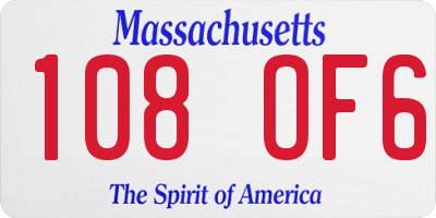 MA license plate 108OF6