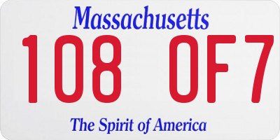 MA license plate 108OF7