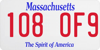 MA license plate 108OF9