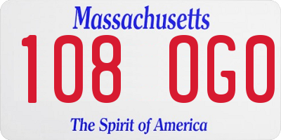 MA license plate 108OG0