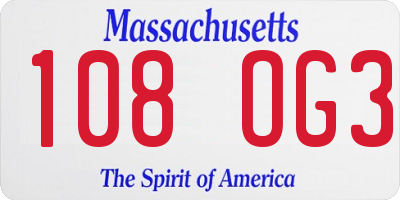 MA license plate 108OG3