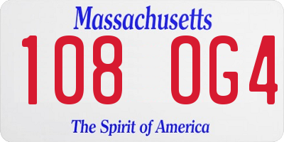 MA license plate 108OG4