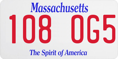 MA license plate 108OG5