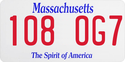 MA license plate 108OG7