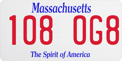 MA license plate 108OG8