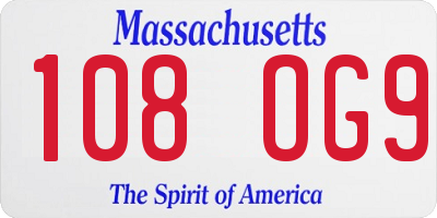 MA license plate 108OG9
