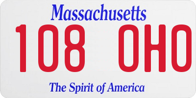 MA license plate 108OH0