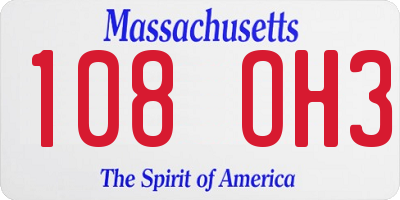 MA license plate 108OH3