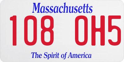MA license plate 108OH5