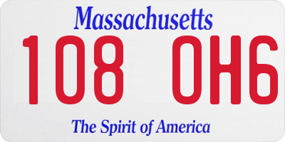 MA license plate 108OH6