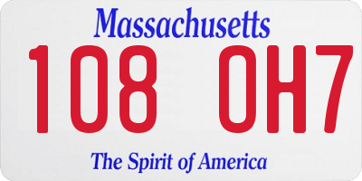 MA license plate 108OH7