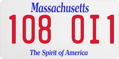 MA license plate 108OI1
