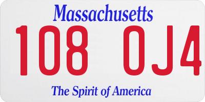 MA license plate 108OJ4