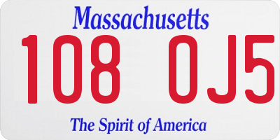 MA license plate 108OJ5