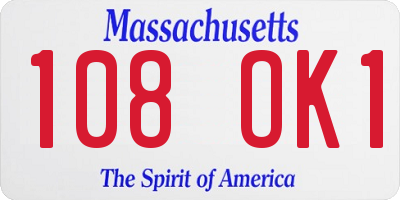 MA license plate 108OK1