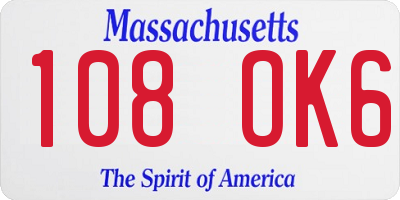 MA license plate 108OK6