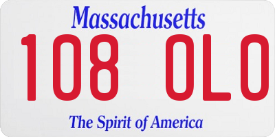 MA license plate 108OL0