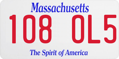 MA license plate 108OL5