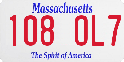 MA license plate 108OL7