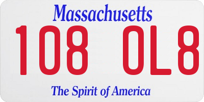 MA license plate 108OL8