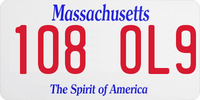 MA license plate 108OL9