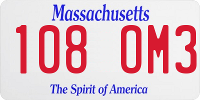 MA license plate 108OM3