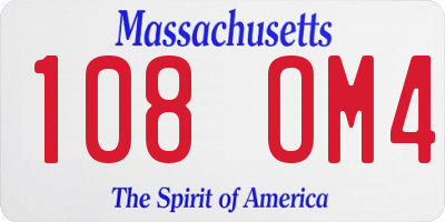 MA license plate 108OM4