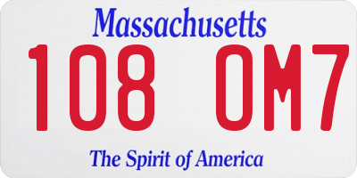 MA license plate 108OM7
