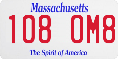 MA license plate 108OM8