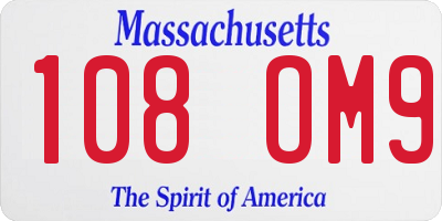 MA license plate 108OM9