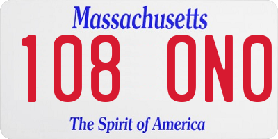 MA license plate 108ON0