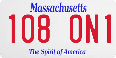 MA license plate 108ON1