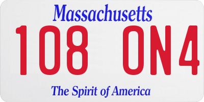 MA license plate 108ON4