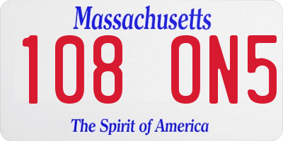 MA license plate 108ON5