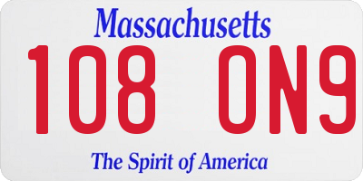 MA license plate 108ON9