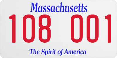 MA license plate 108OO1