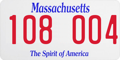 MA license plate 108OO4