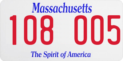 MA license plate 108OO5