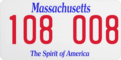 MA license plate 108OO8