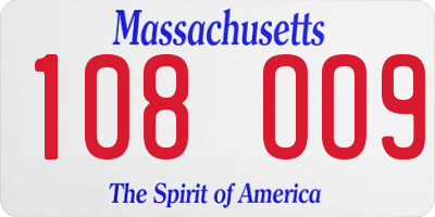 MA license plate 108OO9