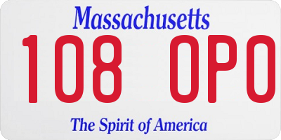 MA license plate 108OP0