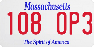 MA license plate 108OP3