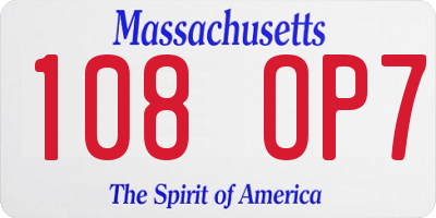 MA license plate 108OP7