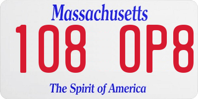 MA license plate 108OP8