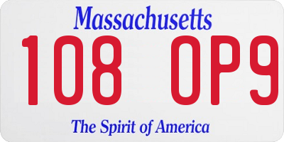 MA license plate 108OP9