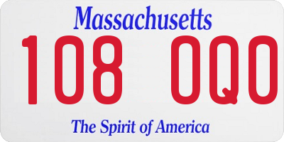 MA license plate 108OQ0