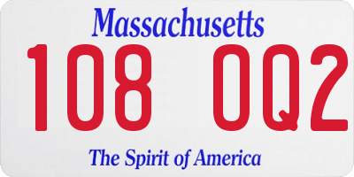 MA license plate 108OQ2