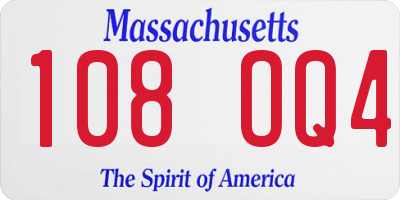 MA license plate 108OQ4