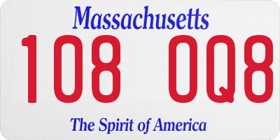 MA license plate 108OQ8