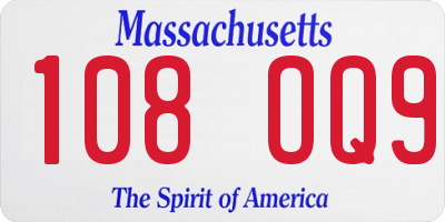 MA license plate 108OQ9